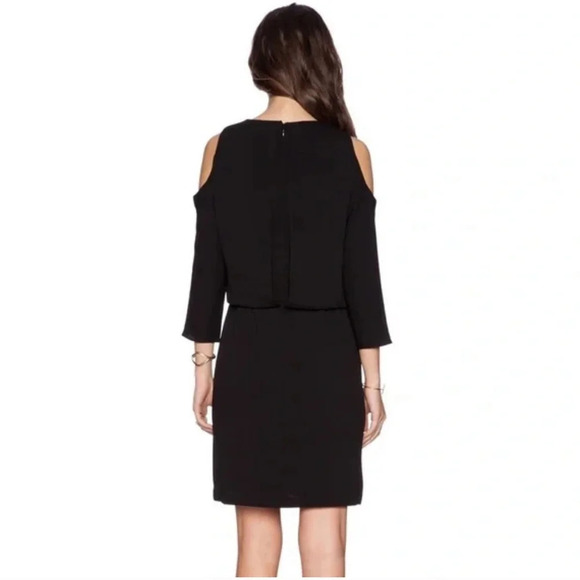Tibi Savanna Cut Out Shoulder Mini Dress Black Cold Shoulders Sheath 2 - Picture 2 of 16